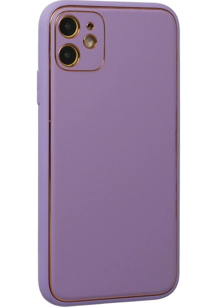 Newface iPhone 12 Kılıf Coco Deri Silikon Kapak - Lila modelleri