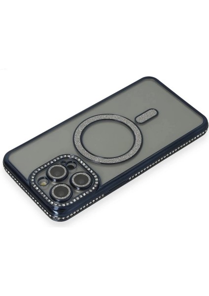 Newface iPhone 14 Pro Max Kılıf Joke Simli Magneticsafe Kılıf - Lacivert fiyatları