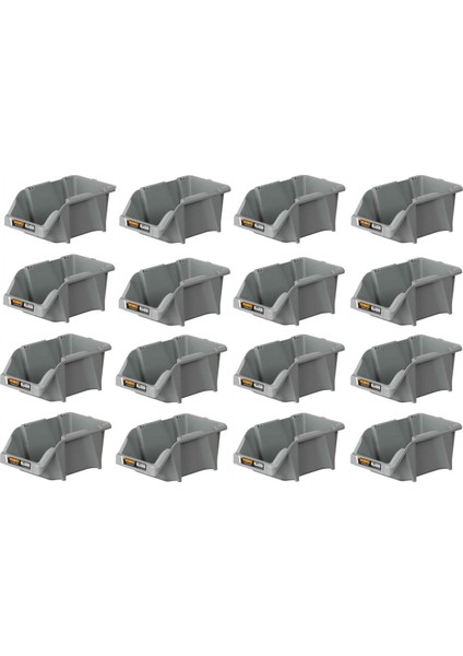 Gri Plastik Parça Kutusu 16 Parça 125X195X90 Mm, Pratik ve Şık Saklama Çözümü