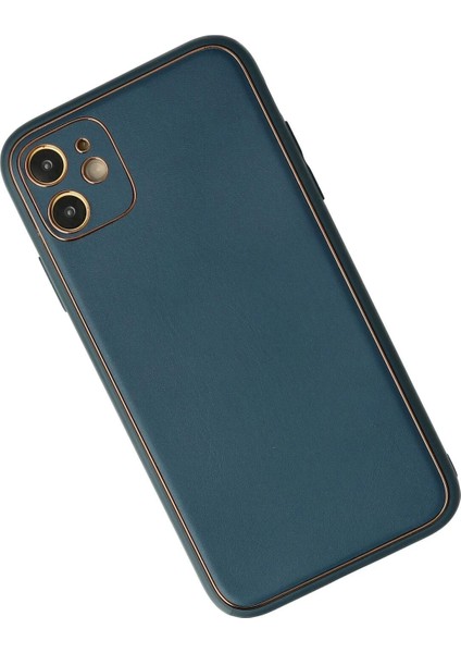 Newface iPhone 12 Kılıf Coco Deri Silikon Kapak - Mavi modelleri