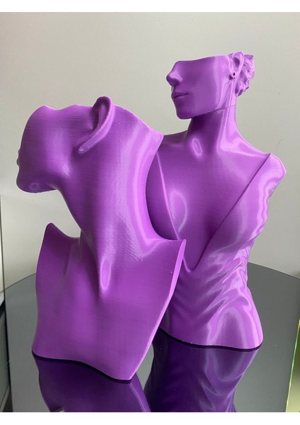 Mor Renk Dekoratif Takı Mankeni 2'li Set, 30 ve 23 cm Takı Teşhir Standı modelleri