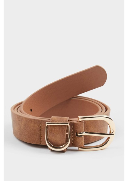 Kadın Oval Toka Suni Deri Jean Kemeri F3271AXNS