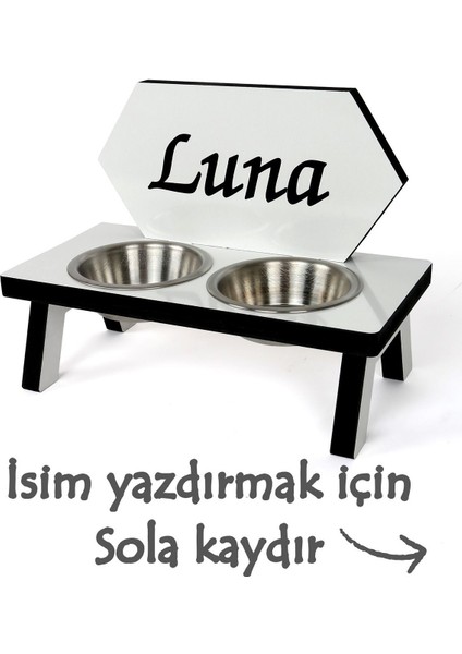 Ahşap Isimli Evcil Hayvan Mama ve Su Kabı Standı, Şık ve Dayanıklı Tasarım