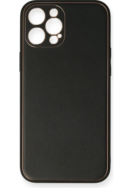 Newface iPhone 12 Pro Max Kılıf Coco Deri Silikon Kapak - Siyah