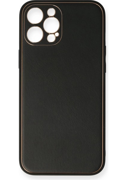 Newface iPhone 12 Pro Kılıf Coco Deri Silikon Kapak - Siyah