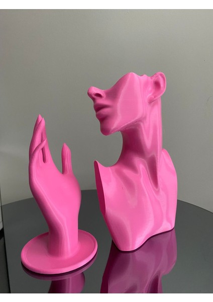 Pembe Renk Takı Mankeni ve El 2'li Set, 23 ve 18 cm Takı Teşhir Organizeri fiyatları