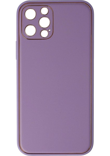 Newface iPhone 12 Pro Kılıf Coco Deri Silikon Kapak - Lila