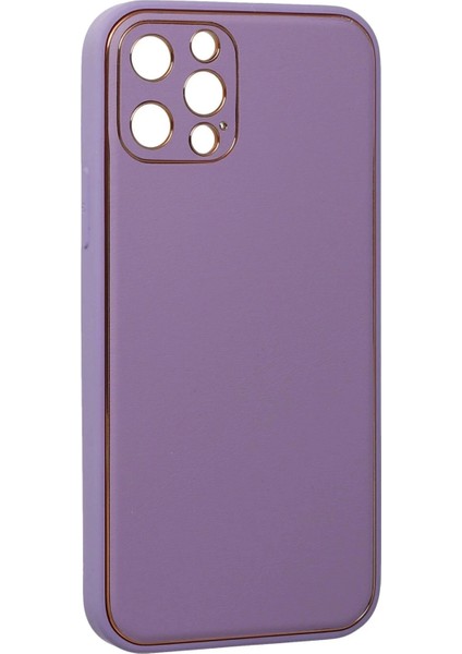 Newface iPhone 12 Pro Kılıf Coco Deri Silikon Kapak - Lila modelleri