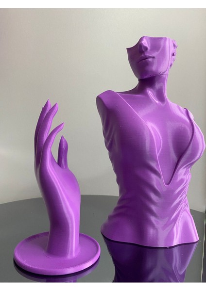 Mor Renk Dekoratif Takı Mankeni ve El 2'li Set, 30 ve 18 cm Takı Teşhir Standı fiyatları