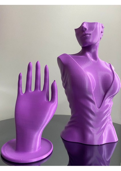 Mor Renk Dekoratif Takı Mankeni ve El 2'li Set, 30 ve 18 cm Takı Teşhir Standı fırsatları