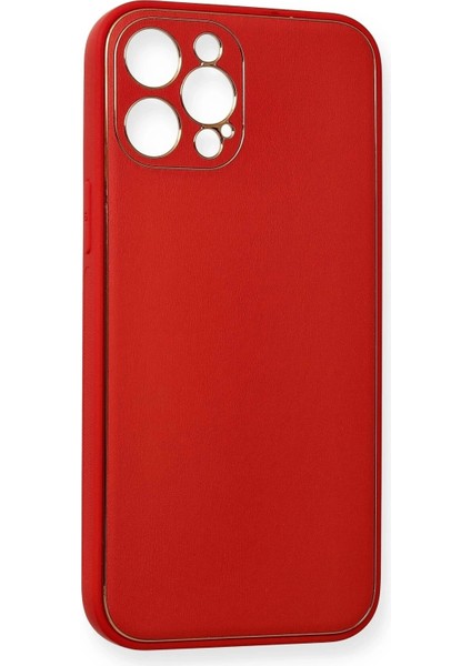 Newface iPhone 12 Pro Max Kılıf Coco Deri Silikon Kapak - Kırmızı modelleri