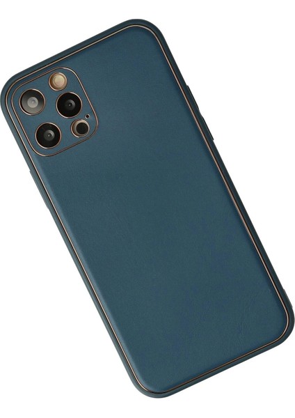 Newface iPhone 12 Pro Max Kılıf Coco Deri Silikon Kapak - Mavi modelleri