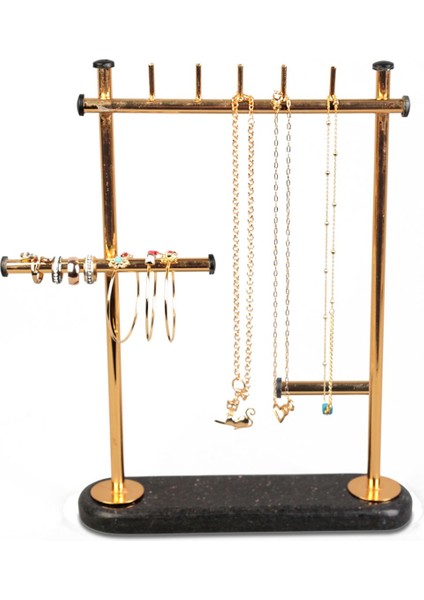 Gold Renk Metal ve Siyah Mermer Takı Standı, Şık ve Kullanışlı Tasarım fiyatları