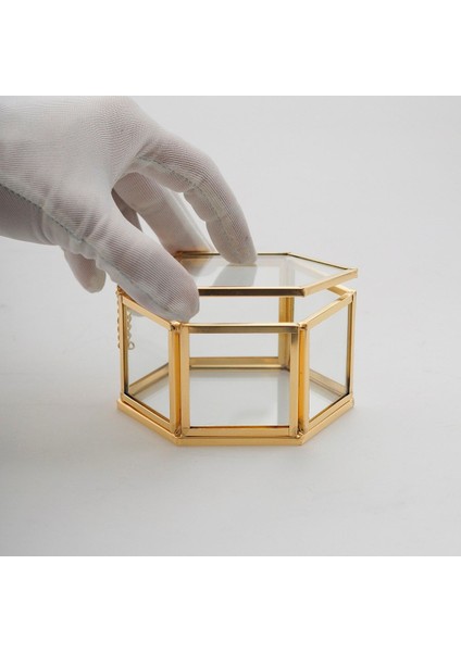 Kapaklı Cam Takı Yüzük Kutusu, Gold Pirinç, Düğün ve Nişan Organizasyonu fırsatları