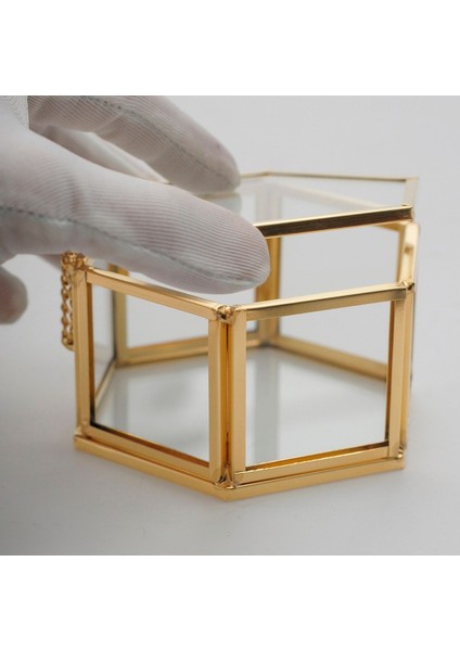 Kapaklı Cam Takı Yüzük Kutusu, Gold Pirinç, Düğün ve Nişan Organizasyonu indirimleri