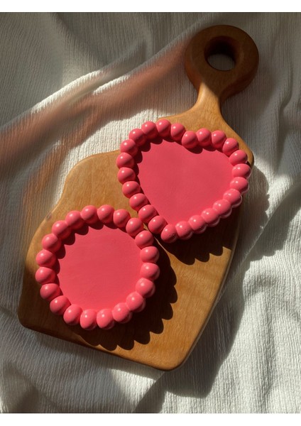 Şık Yuvarlak ve Kalp Bubble 2li Set, Takı ve Bardak Altlığı, Pembe Renkli fiyatları