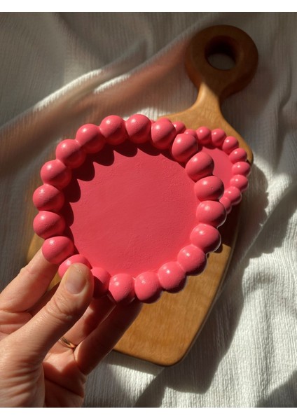 Şık Yuvarlak ve Kalp Bubble 2li Set, Takı ve Bardak Altlığı, Pembe Renkli fırsatları