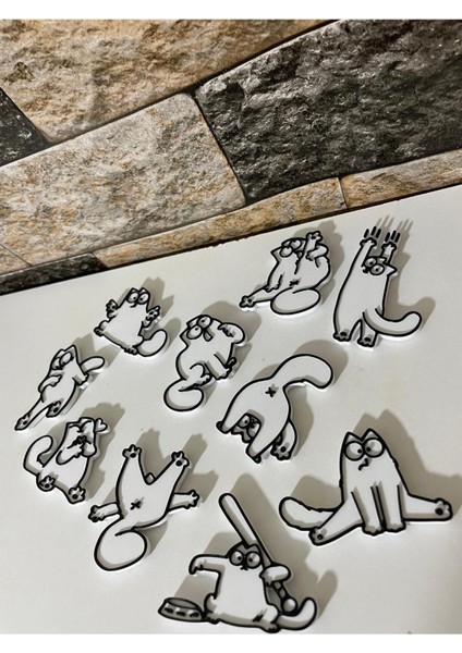 Sevimli Haylaz Kedi 10'lu Buz Dolabı Magneti, Şık ve Renkli Tasarım fiyatları