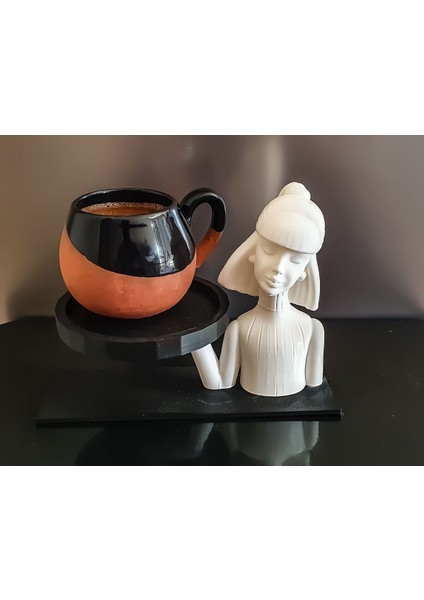 Şık ve Kullanışlı Tepsili Sunumluk, Beyaz Renkli Kahve Servisi Ürünü