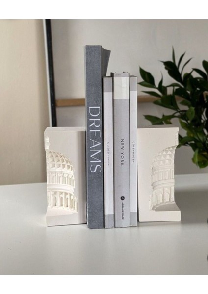 Beyaz Dekoratif Kitap Tutucu Biblo, Şık ve Kullanışlı Ev ve Ofis Dekoru