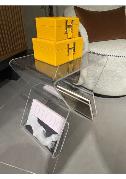 Turuncu R Model Şeffaf Pleksi Sehpa, Şık ve Modern Tasarım modelleri