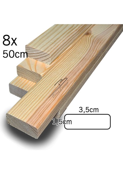 Çam Masif Silinmiş Kuru Tahta, Oval Kenar, 3,5x1,5cm, Uzunluk Seçenekleri