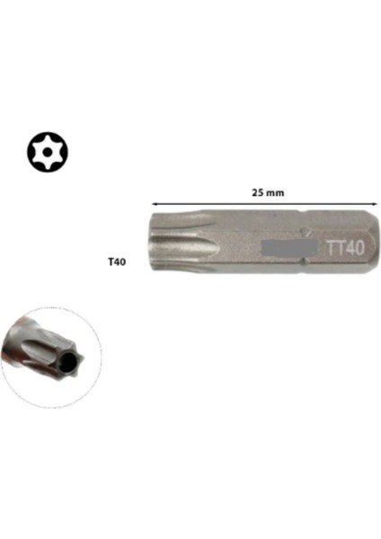 T40 Delikli Torx Uç Seti 5'li, Dayanıklı ve Yüksek Performanslı El Aletleri.