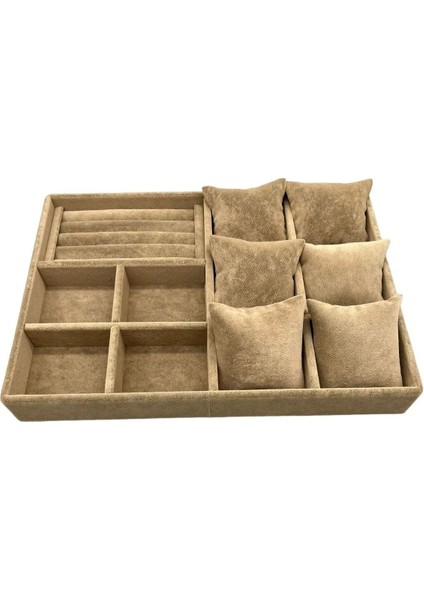 Kahverengi Süet Kaplama Yastıklı Çekmece Içi Takı Düzenleyici fiyatları
