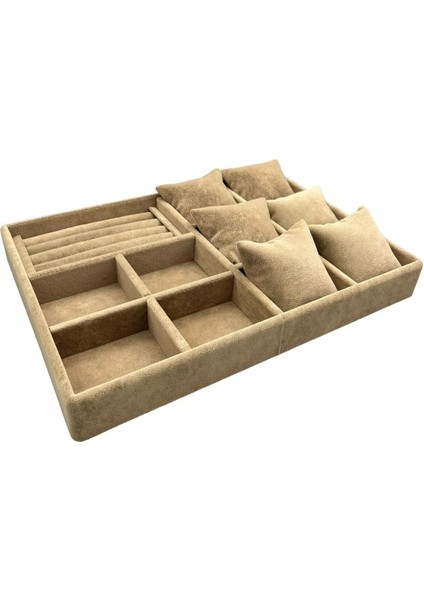 Kahverengi Süet Kaplama Yastıklı Çekmece Içi Takı Düzenleyici modelleri