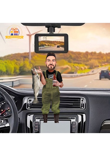 Renkli Balıkçı ve Avcı Temalı Araba Dikiz Aynası Süsü, Güzel Hediye Seçeneği