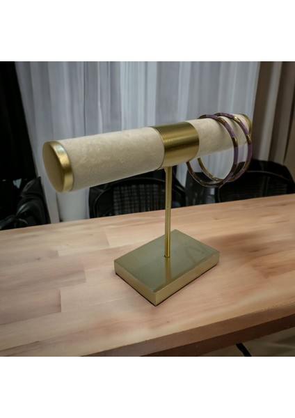 Ince Silindir Takı Standı, Bej Renk, Şık ve Kullanışlı Tasarım indirimleri