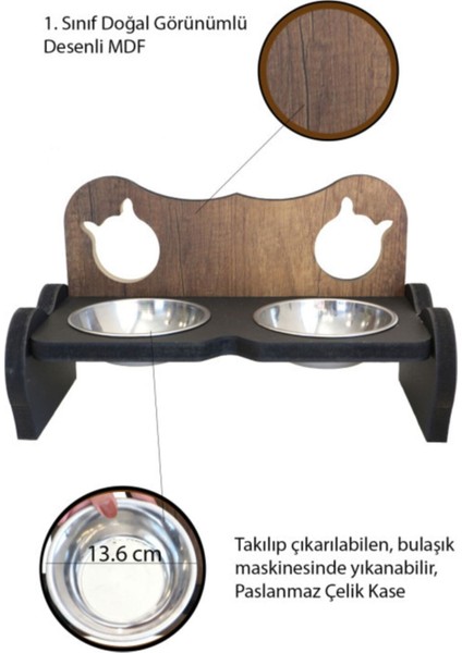 Ahşap Godfather Temalı Kedi Mama ve Su Kabı, Şık ve Kullanışlı Tasarım. fiyatları