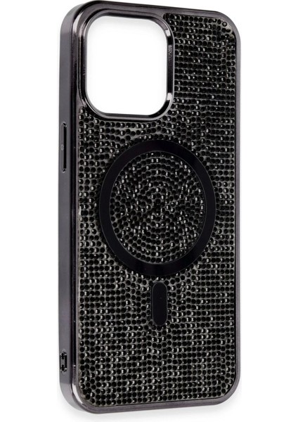 Newface iPhone 15 Pro Kılıf Diamond Magsafe Kapak - Siyah fiyatları