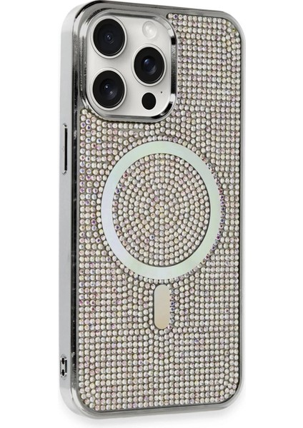 Newface iPhone 15 Pro Kılıf Diamond Magsafe Kapak - Rainbow