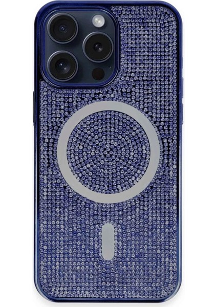 Newface iPhone 14 Pro Max Kılıf Diamond Magsafe Kapak - Lacivert
