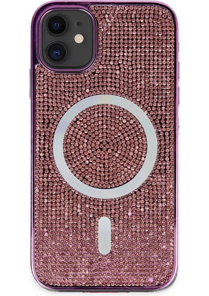 Newface iPhone 11 Kılıf Diamond Magsafe Kapak - Derin Mor