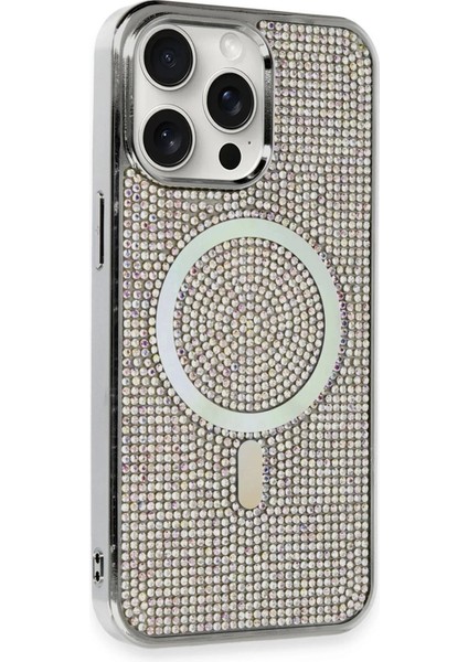 Newface iPhone 14 Pro Max Kılıf Diamond Magsafe Kapak - Rainbow