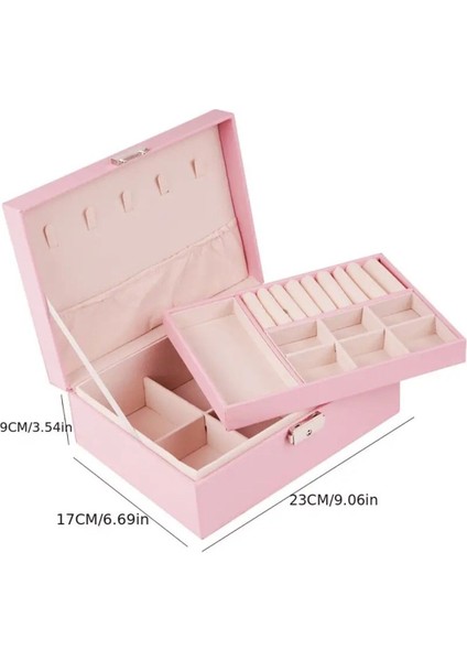 Pembe Büyük Boy Çok Bölmeli Takı ve Aksesuar Organizer Kutusu modelleri