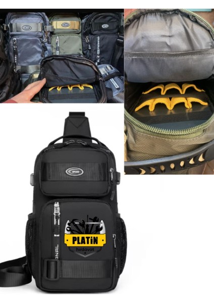 Siyah Cross Body Teknik Çanta, Hafif ve Şık Tasarım
