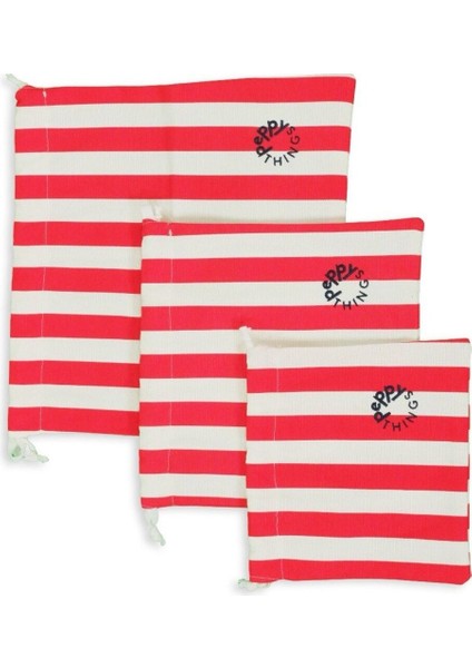 Kırmızı 3'lü Kese Seti, Şık ve Kullanışlı Ev Dekoru Aksesuarı