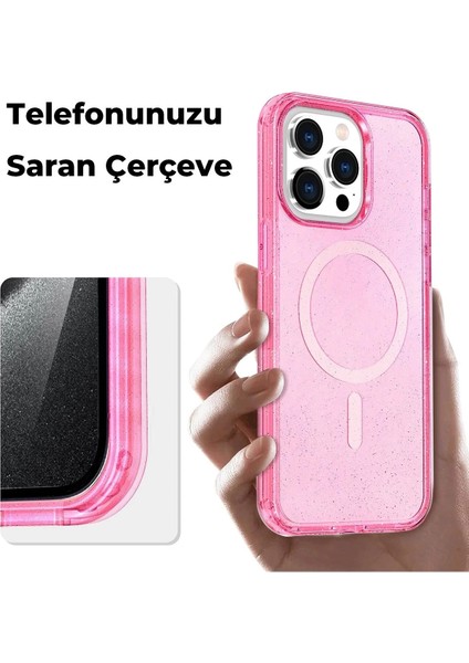 Newface iPhone 14 Kılıf Glow Magsafe Kapak - Turuncu modelleri