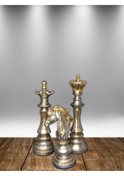 El Yapımı Satranç Heykeli, Biblo, Şah ve Vezir Dekoratif Obje, Zarif Süs. modelleri
