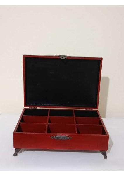 Kırmızı Güllü Ahşap Dekoratif Kutu, Takı ve Aksesuar Saklama Için 29X18,5X7,5 cm fırsatları