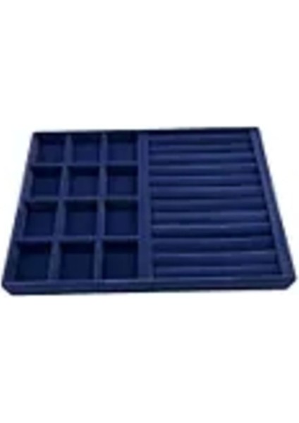 Süet Kumaş Lacivert Takı Sergileme Standı, Bölmeli ve Şık Tasarım modelleri