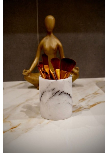 Mor Mermer Makyaj Fırçalık, Şık ve Doğal Tasarım indirimleri