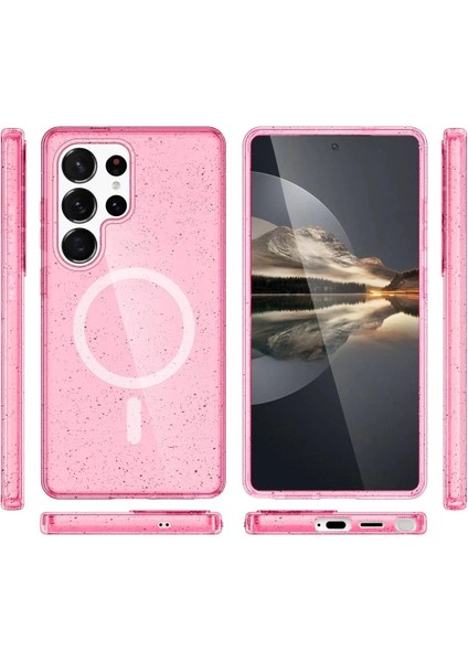 Newface Samsung Galaxy S23 Ultra Kılıf Glow Magsafe Kapak - Pembe modelleri