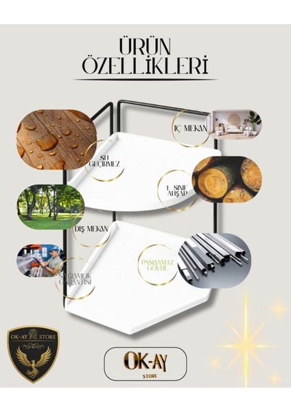 Şık Ahşap ve Çelik Organizer, Mutfak, Banyo, Salon ve Çalışma Alanı Için fırsatları