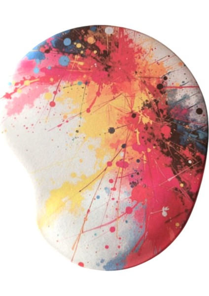 Oval Karmaşa Desenli Bilek Destekli Kaymaz Taban Bilgisayar Notebook Mouse Pad -Mausa Pad 17X 21 cm