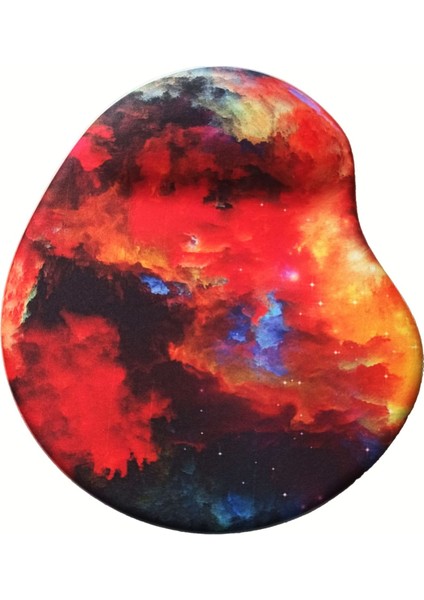 Oval Alaca Bulaca Desenli Bilek Destekli Kaymaz Taban Bilgisayar Notebook Mouse Pad -Mausa Pad