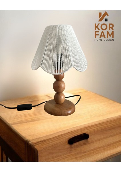 El Yapımı Hasır Çiçek Şekilli Ahşap Ayaklı Rustik Abajur, Beyaz ve Kahverengi Seçeneklerle fiyatları